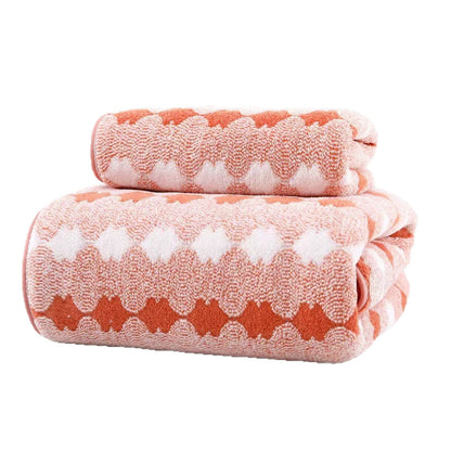 Wide Stripe Coral Towels