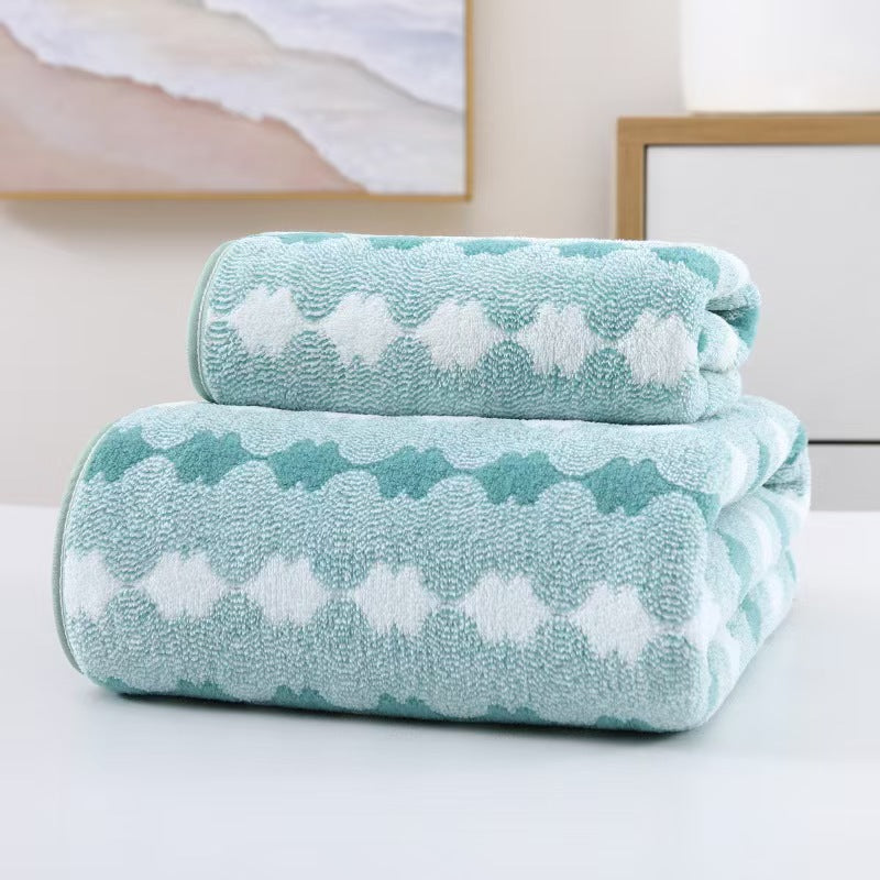 Wide Stripe Coral Towels