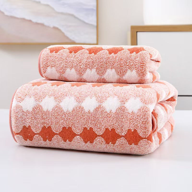 Wide Stripe Coral Towels